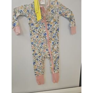 White Pinkish   Floral Bamboo  Zippy Double Zipper  18 To 24 Months